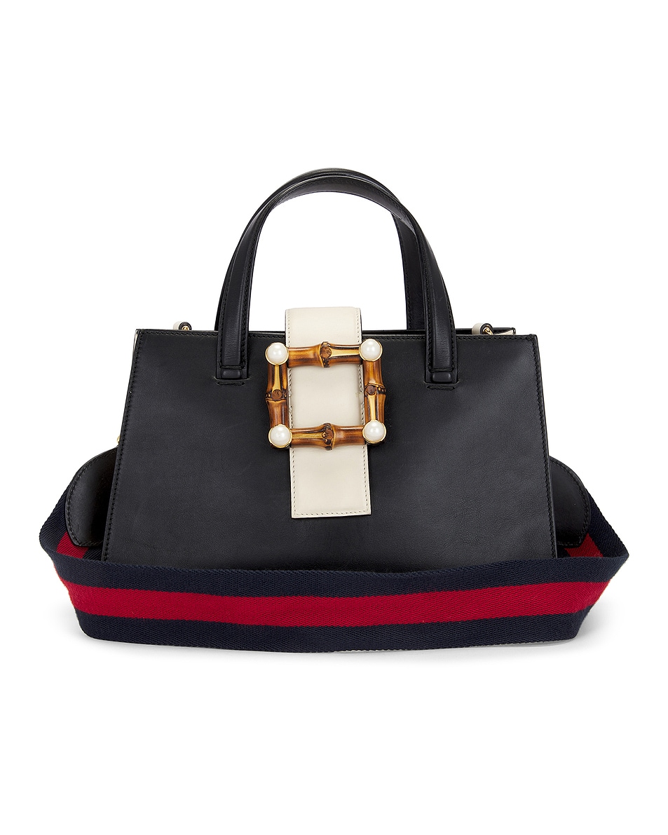 Image 1 of FWRD Renew Gucci Bamboo Buckle Tote Bag in Black