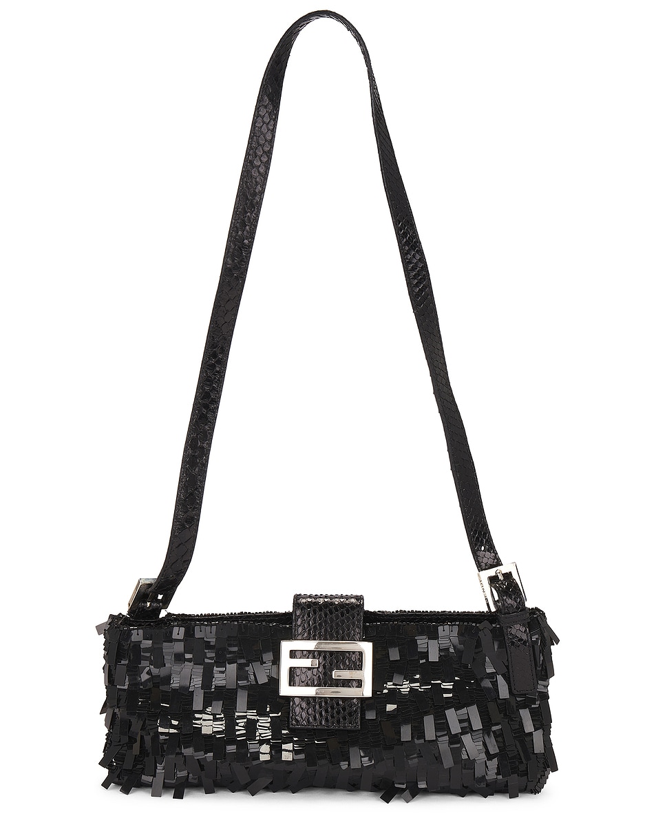 Image 1 of FWRD Renew Fendi Mama Beaded Baguette Shoulder Bag in Black