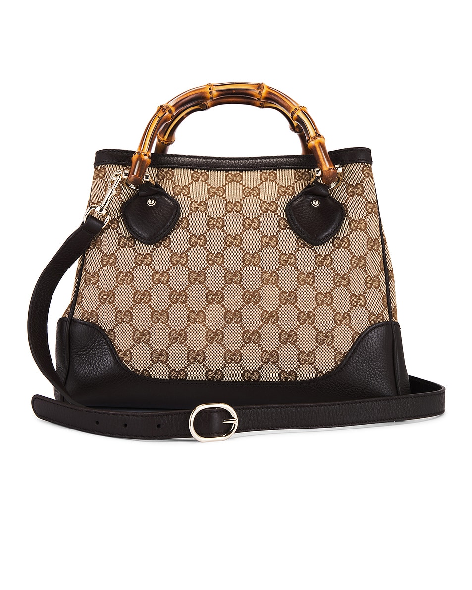 Image 1 of FWRD Renew Gucci GG Canvas Bamboo 2 Way Handbag in Brown