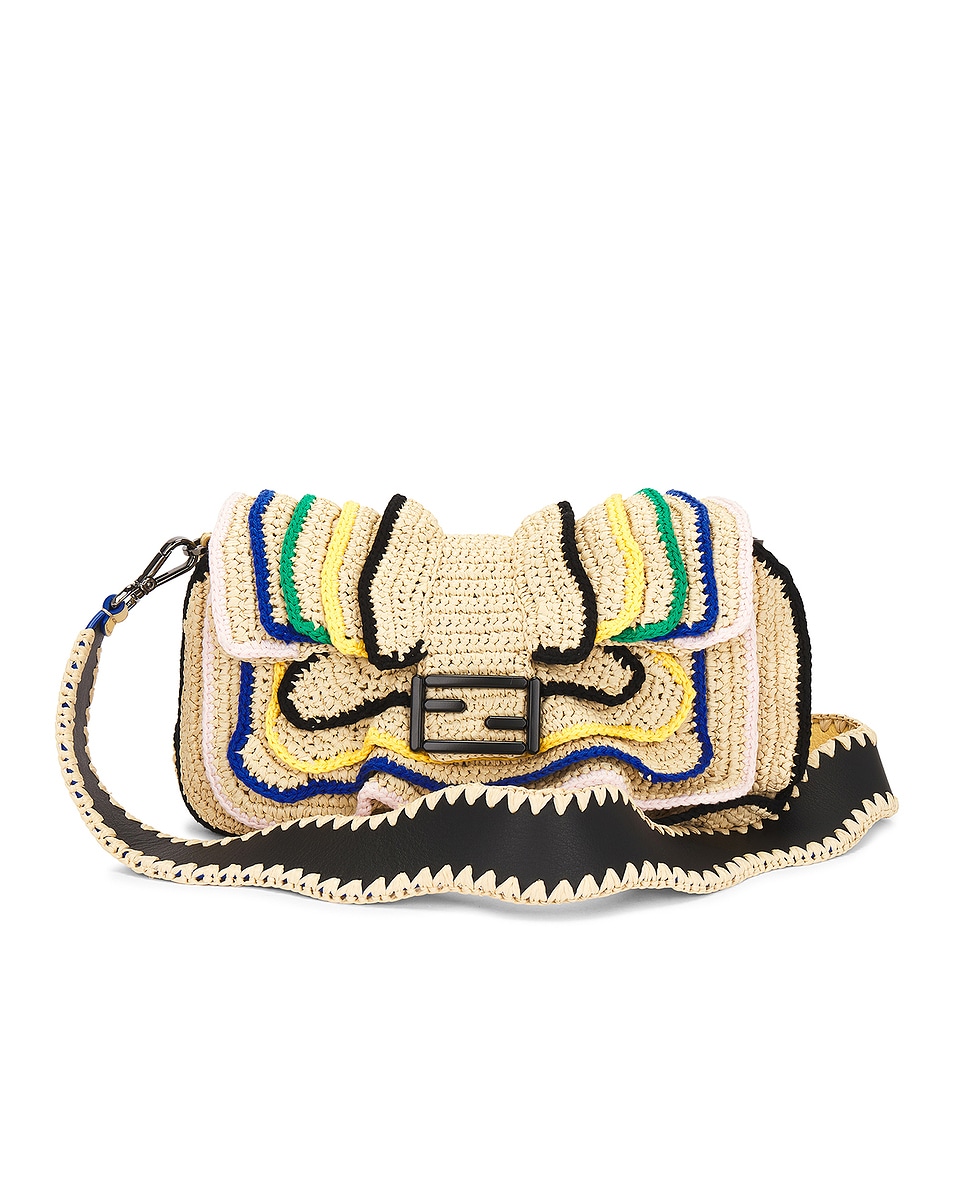 Image 1 of FWRD Renew Fendi Mama Raffia Baguette Shoulder Bag in Multi