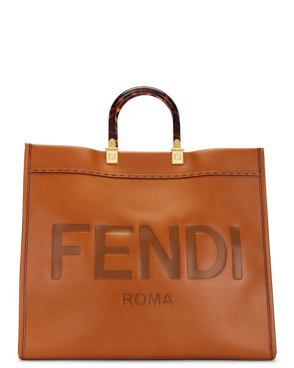 Image 1 of FWRD Renew Fendi Sunshine Shopper Tote Bag in Tan