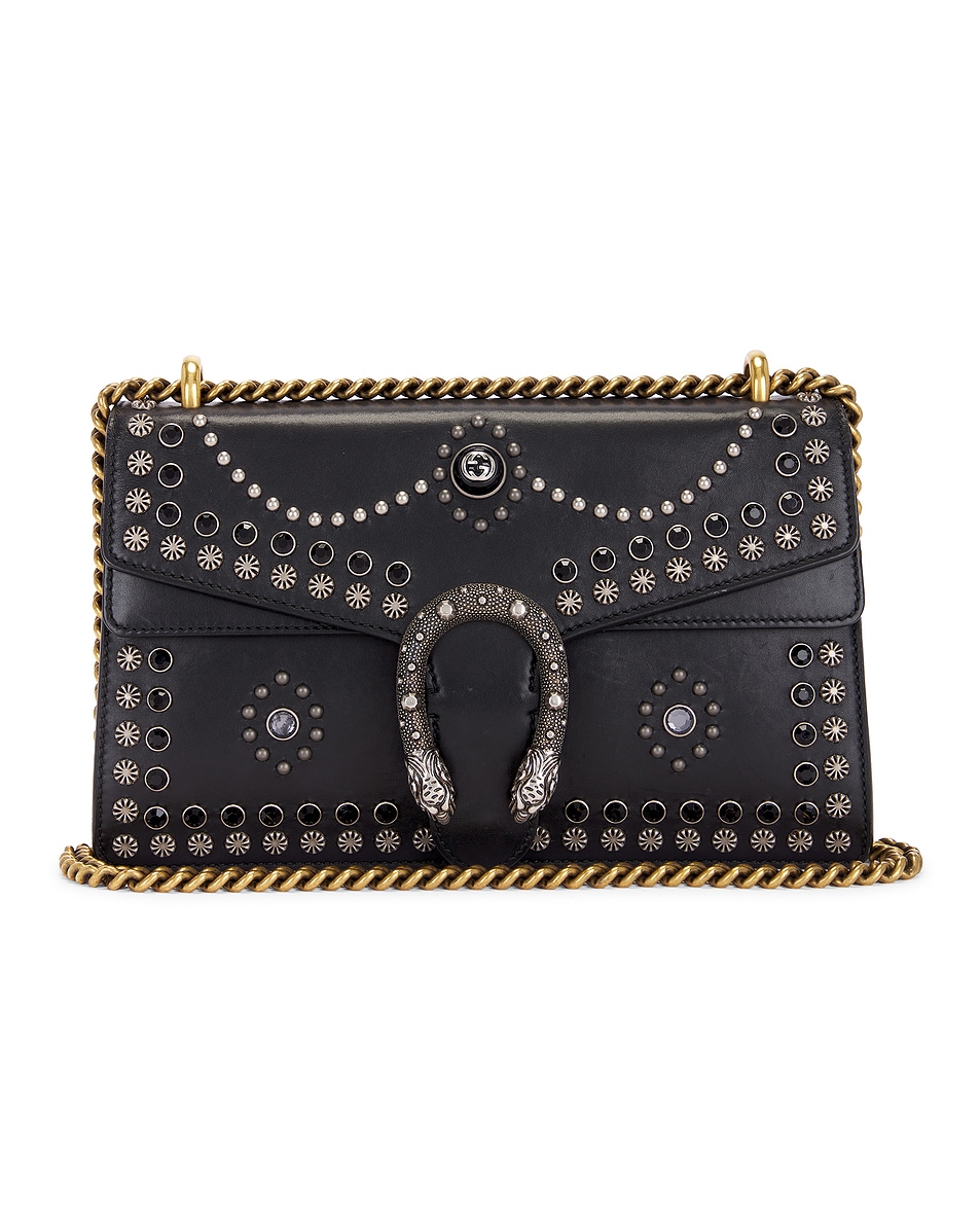 Image 1 of FWRD Renew Gucci Dionysus Studded Chain Shoulder Bag in Black