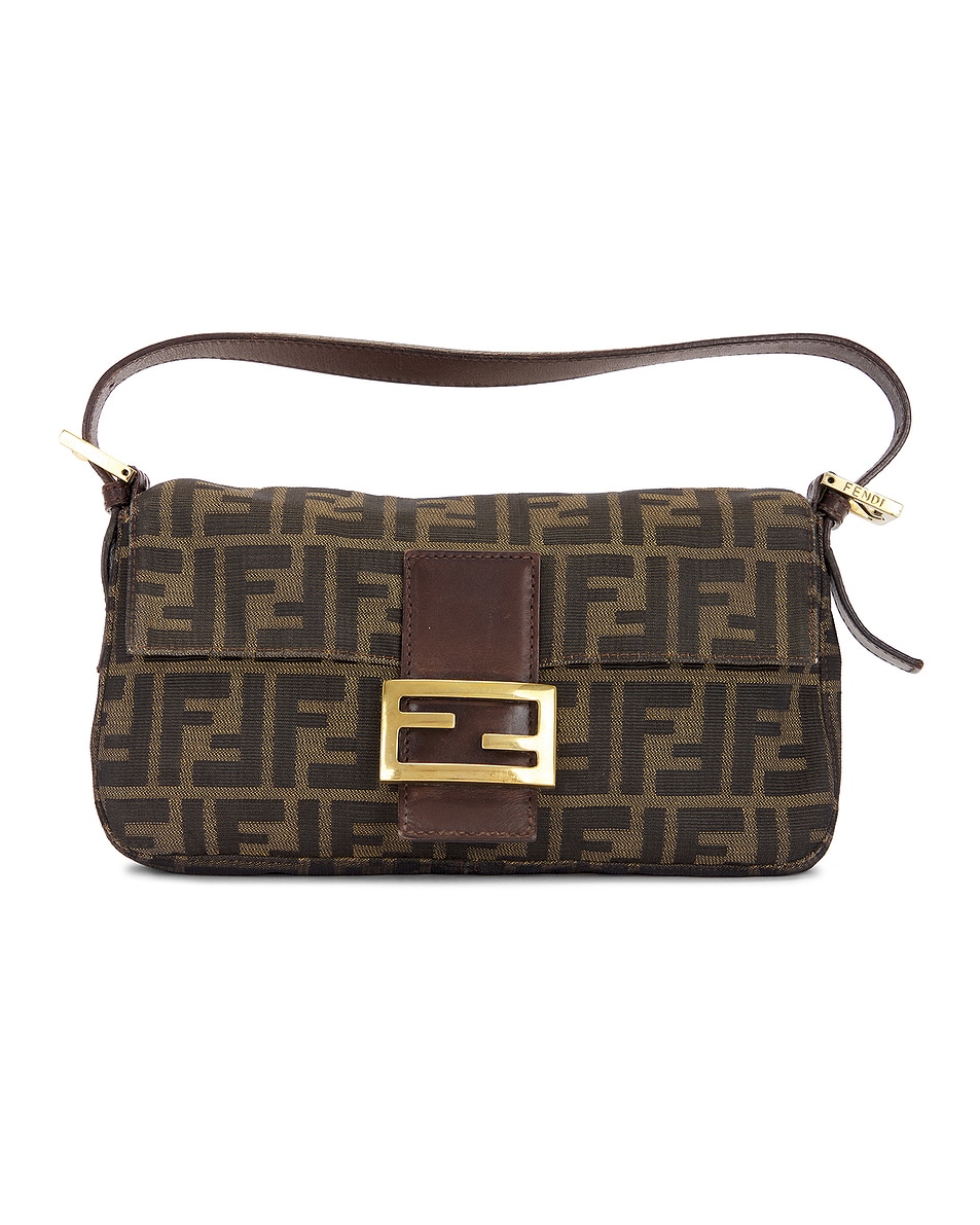 Image 1 of FWRD Renew Fendi Mama Zucca Baguette Shoulder Bag in Brown