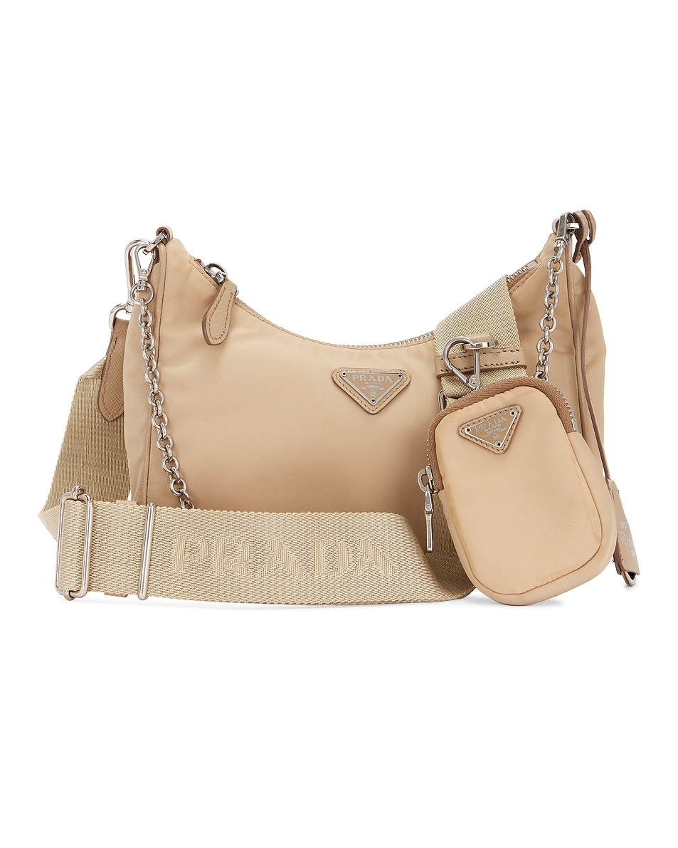 Image 1 of FWRD Renew Prada Re-Edition 2005 Re-Nylon Shoulder Bag in Beige