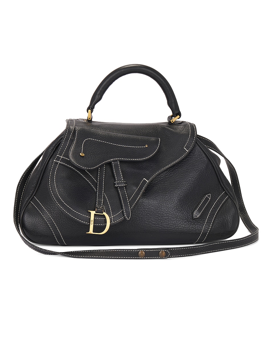 Image 1 of FWRD Renew Dior Saddle Handbag in Black