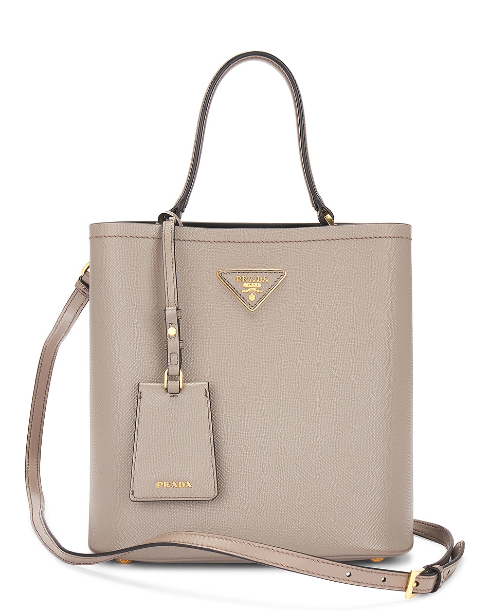 Image 1 of FWRD Renew Prada Saffiano Panier Bucket Bag in Grey