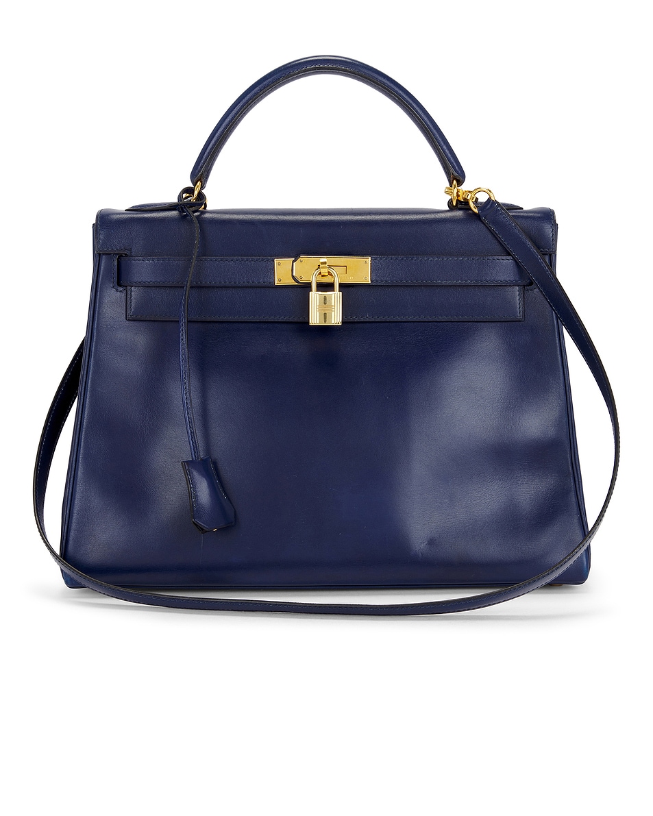 Image 1 of FWRD Renew Hermes 1996 Box Kelly Sellier 32 Handbag in Blue Roy
