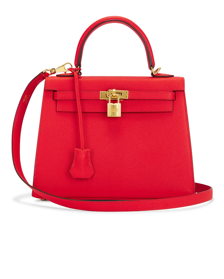Image 1 of FWRD Renew Hermes Epsom Kelly Sellier 25 Handbag in Rouge De Coeur