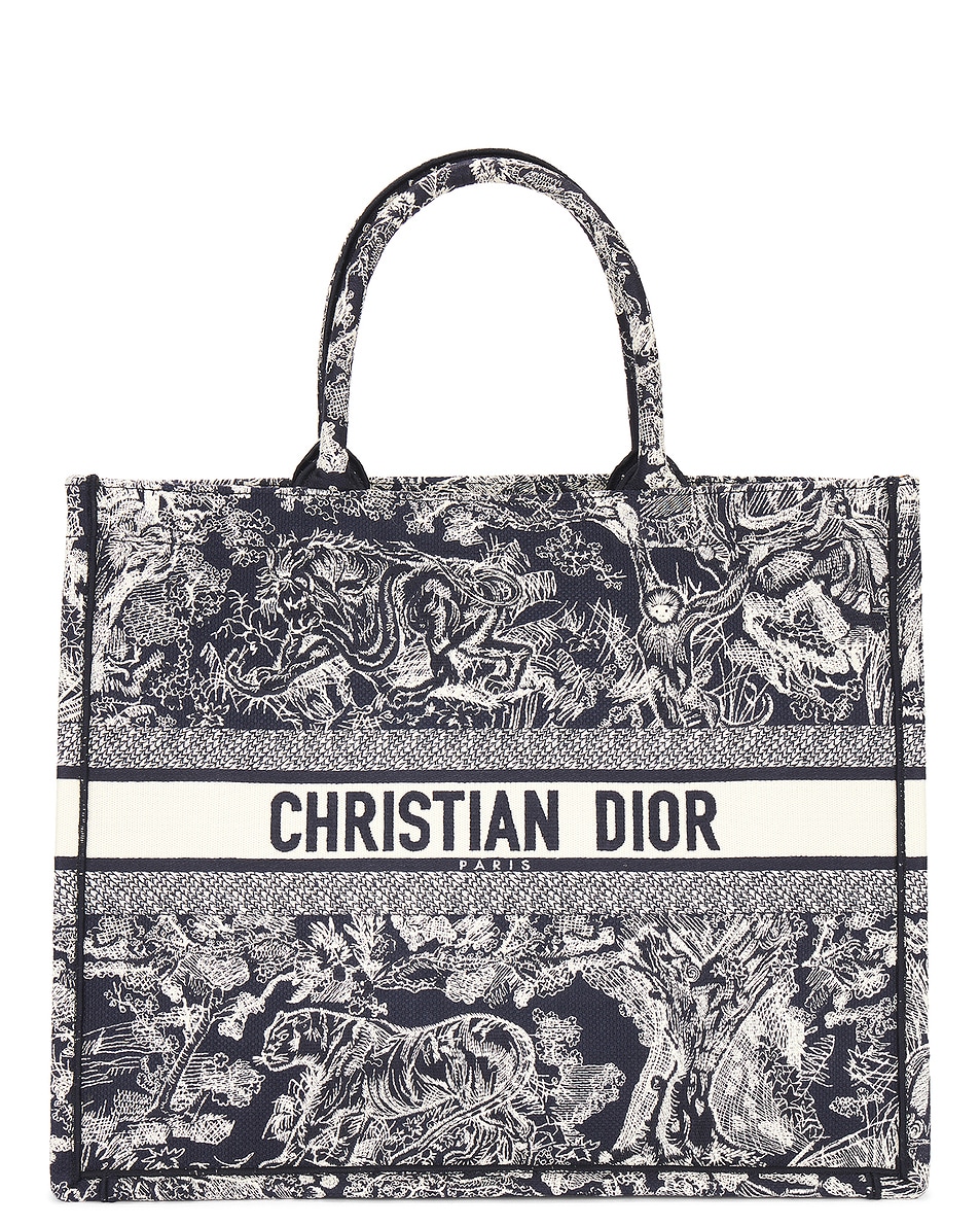 Image 1 of FWRD Renew Dior Toile De Jouy Book Tote Bag in Navy