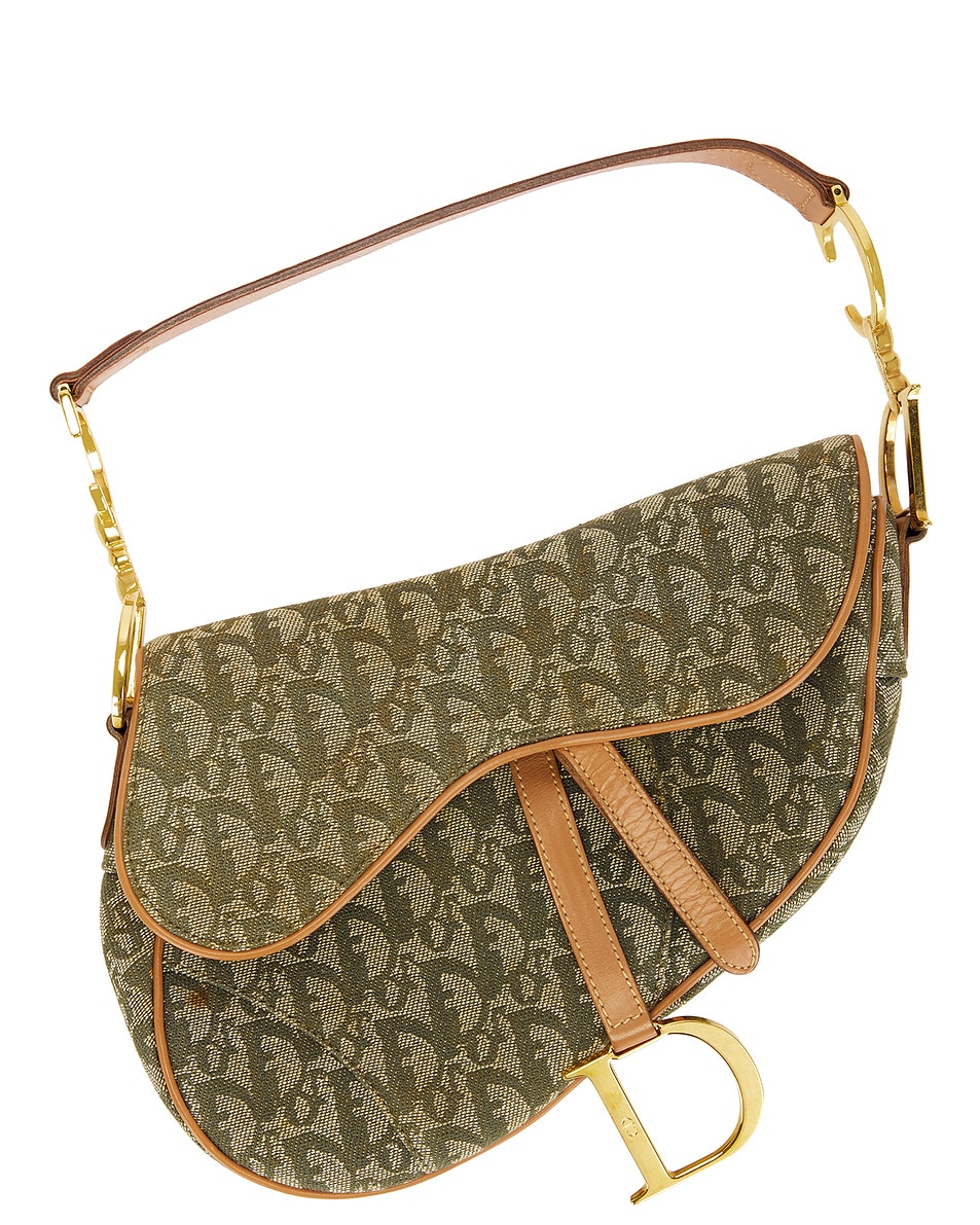 Image 1 of FWRD Renew Dior Trotter Saddle Bag in Green