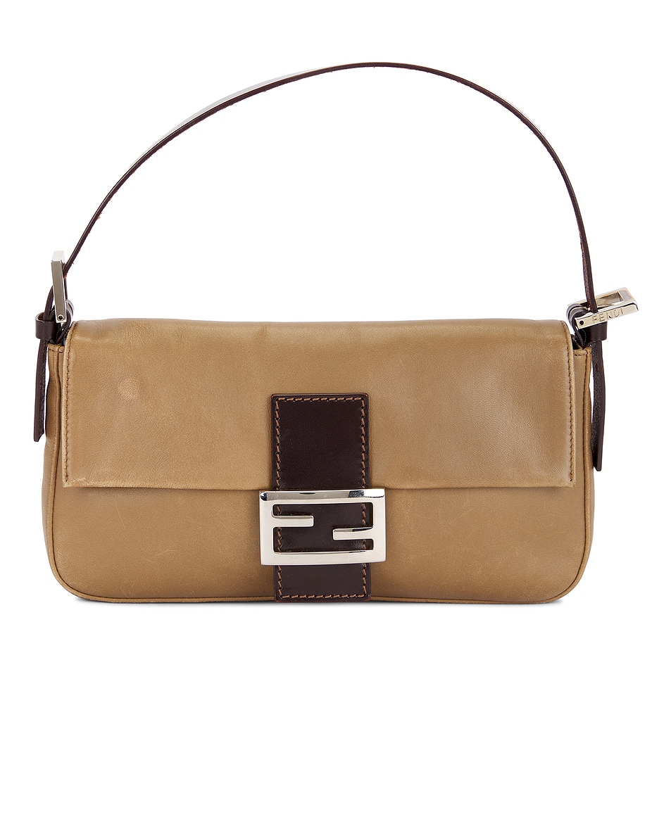 Image 1 of FWRD Renew Fendi Mama Leather Baguette Shoulder Bag in Beige