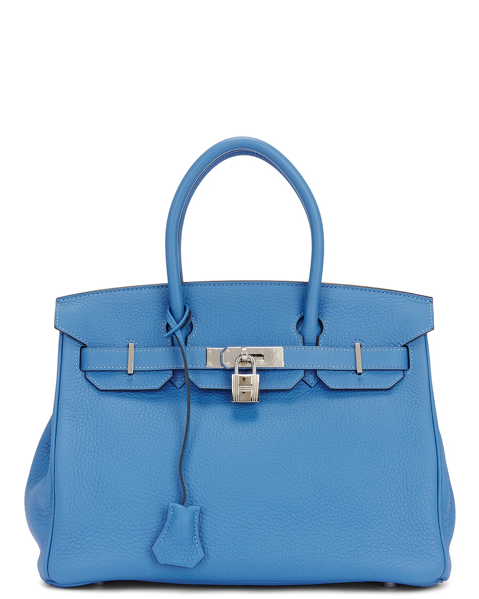 Image 1 of FWRD Renew Hermes Taurillon Clemence Birkin 30 Handbag in Bleu Paradis