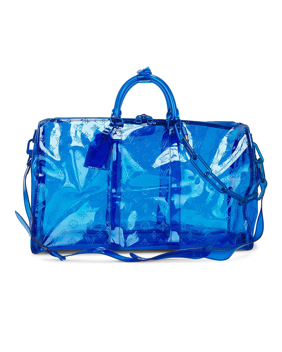 Image 1 of FWRD Renew Louis Vuitton PVC Keepall Bandouliere 50 Handbag in Blue