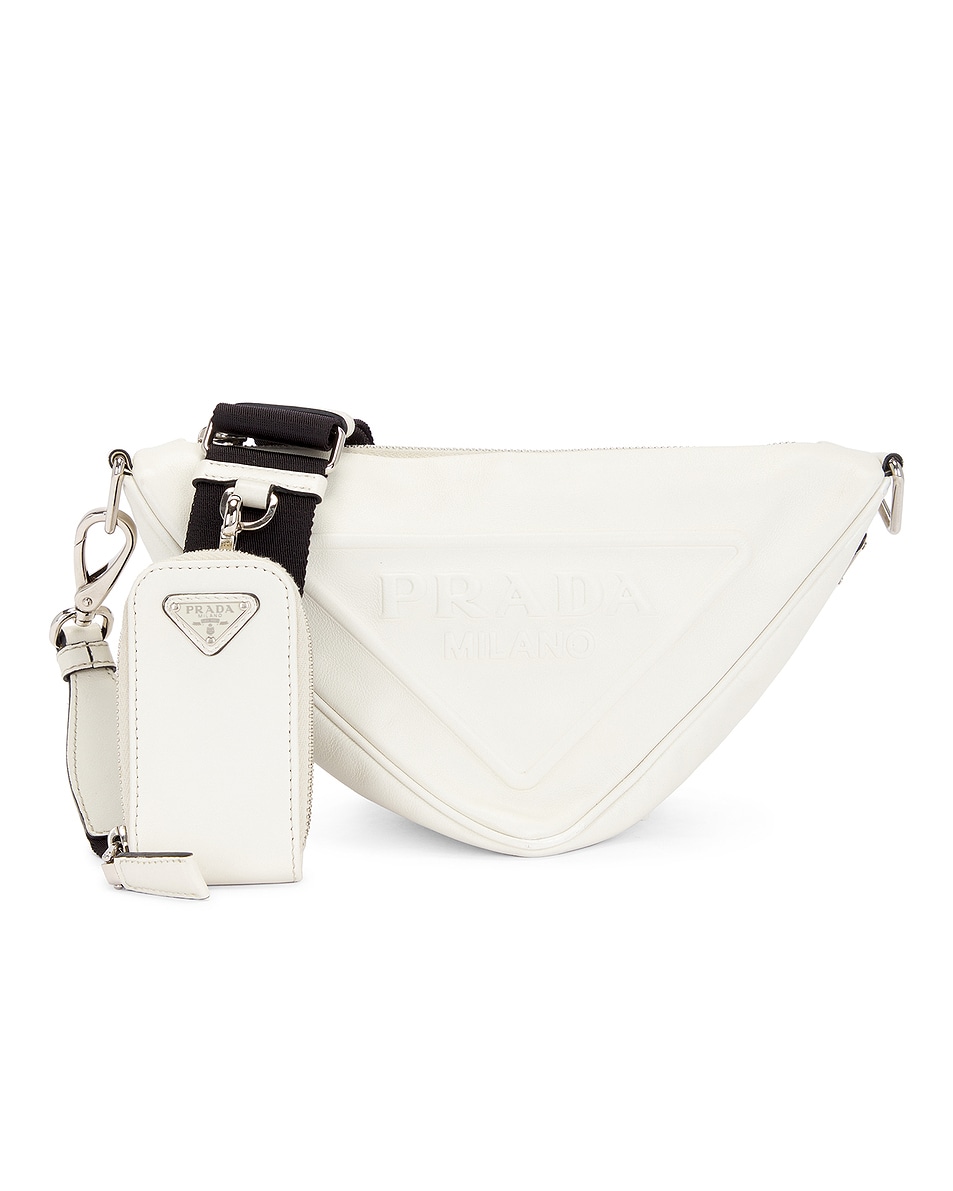 Image 1 of FWRD Renew Prada Triangle Shoulder Bag in White