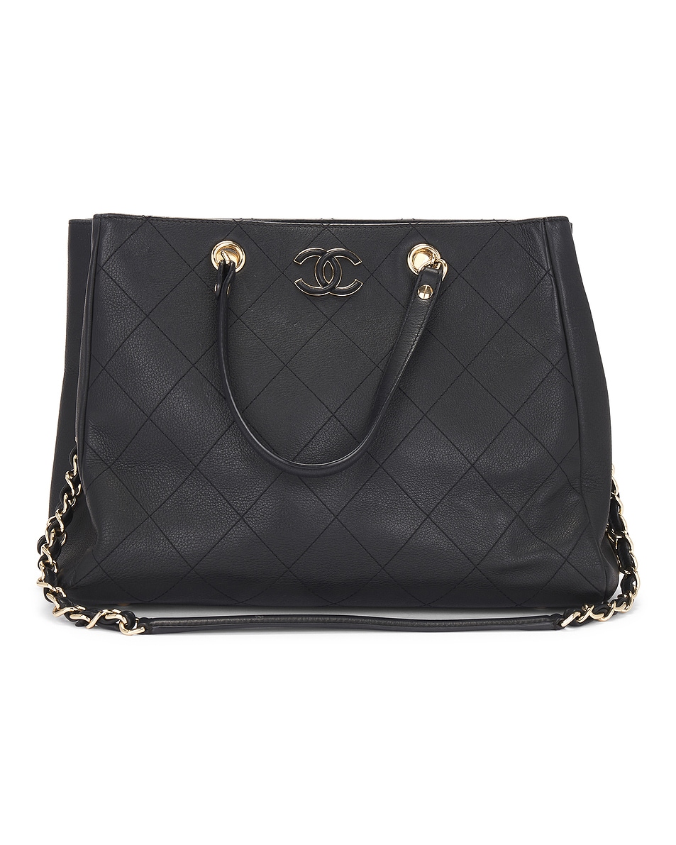 Image 1 of FWRD Renew Chanel Calfskin Shopping Tote Bag in Black