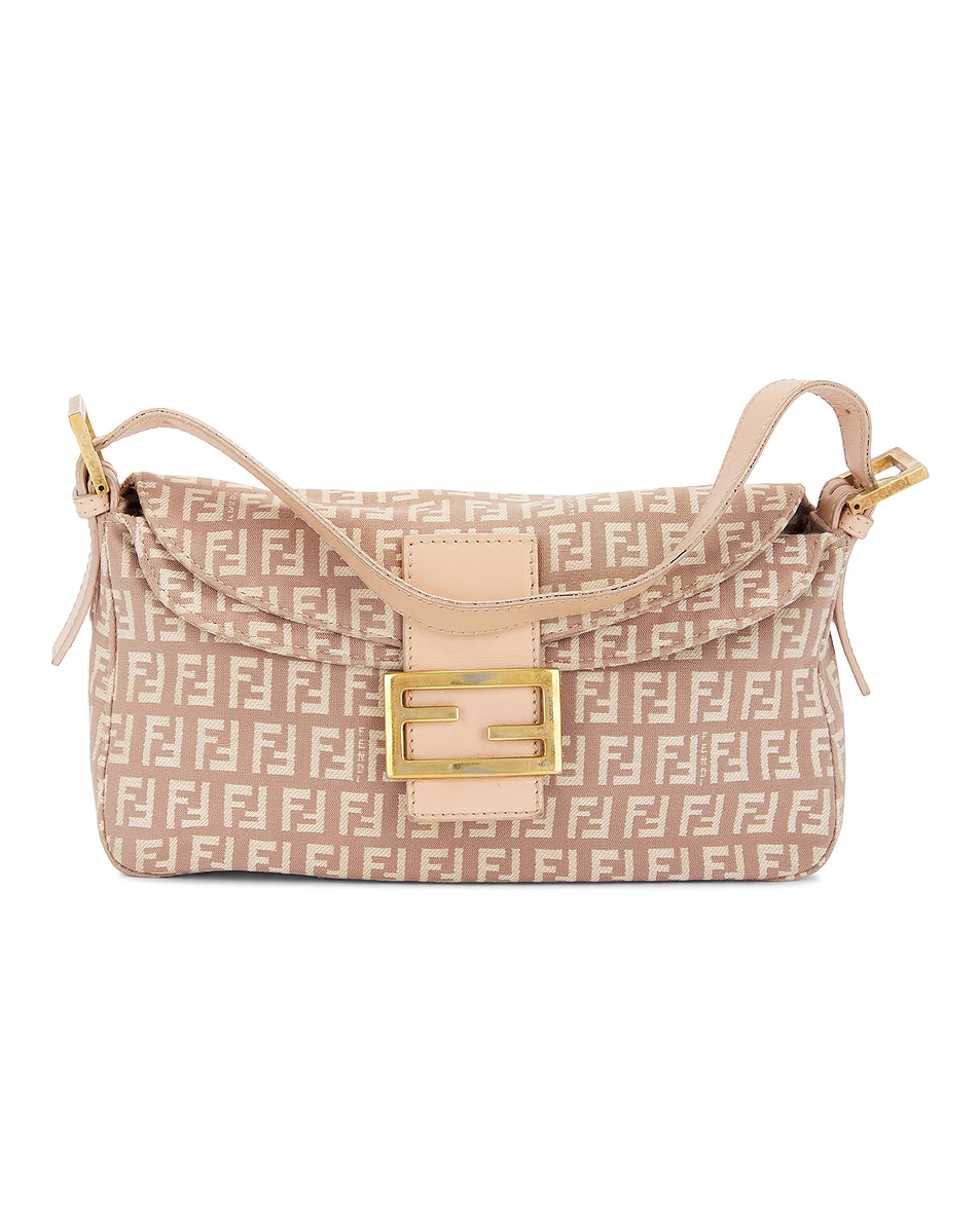 Image 1 of FWRD Renew Fendi Zucchino Mama Baguette Shoulder Bag in Pink