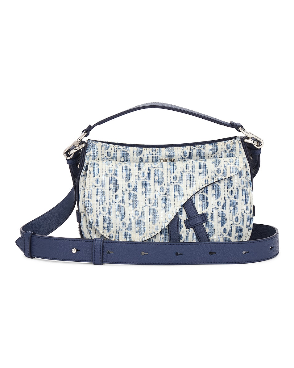 Image 1 of FWRD Renew Dior Oblique Kasuri Saddle Bag in Blue