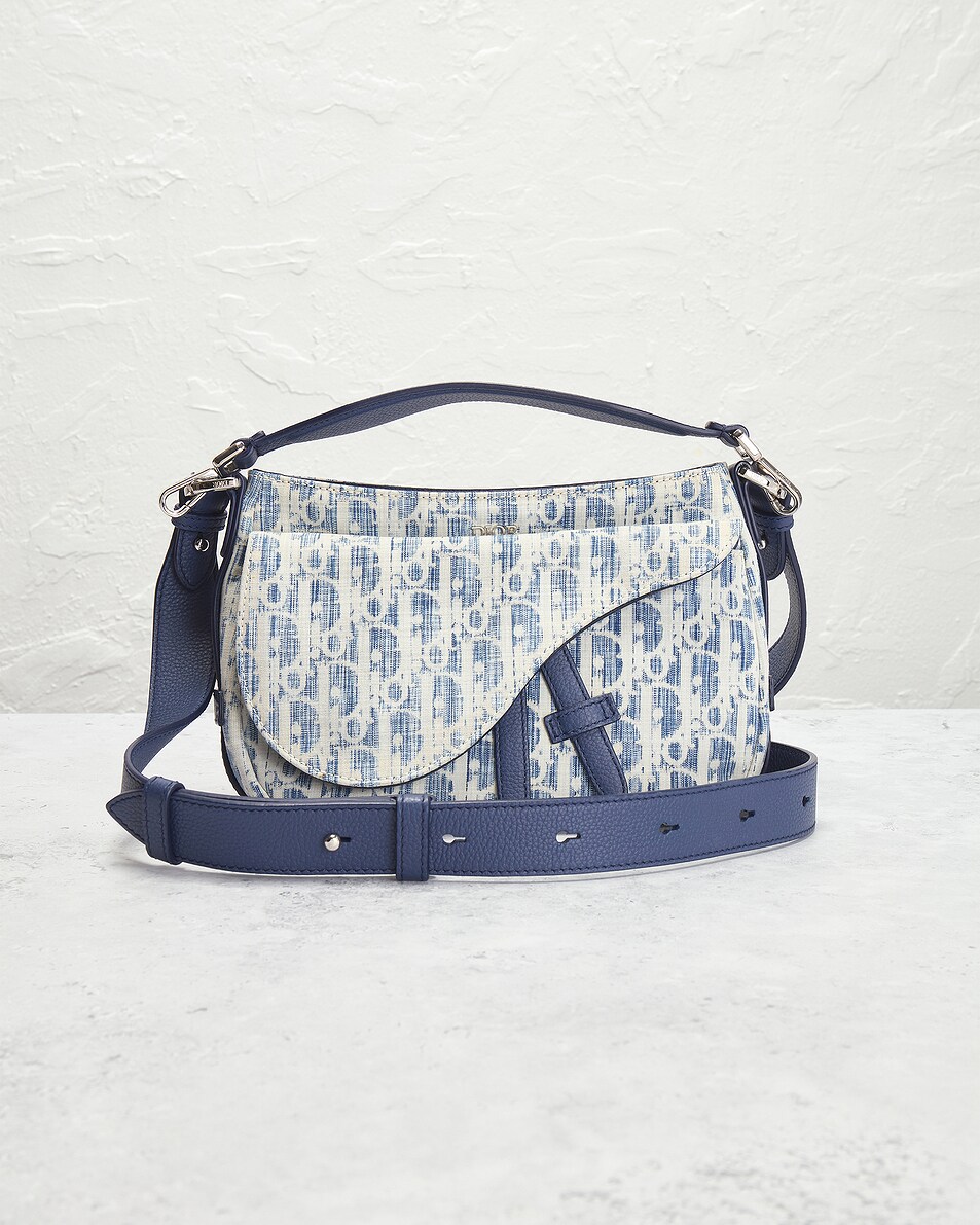 FWRD Renew Dior Oblique Kasuri Saddle Bag in Blue FWRD