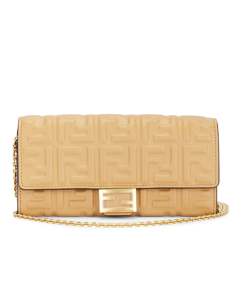 Image 1 of FWRD Renew Fendi Zucca Wallet On Chain in Tan