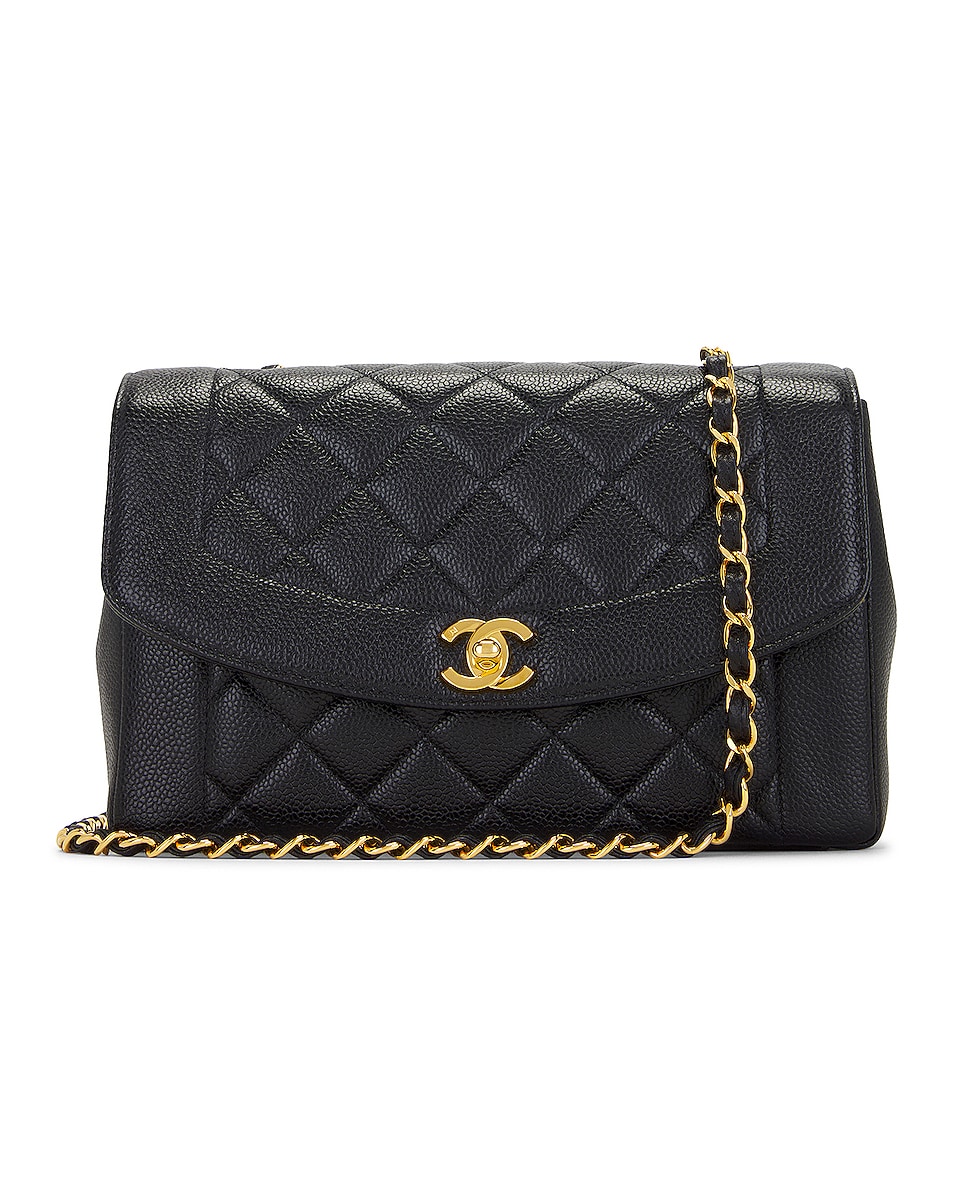 Image 1 of FWRD Renew Chanel Chain Caviar Medium Diana Flap Bag in Black