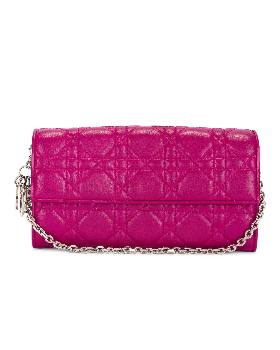 Image 1 of FWRD Renew Dior Lady Cannage Wallet On Chain in Purple