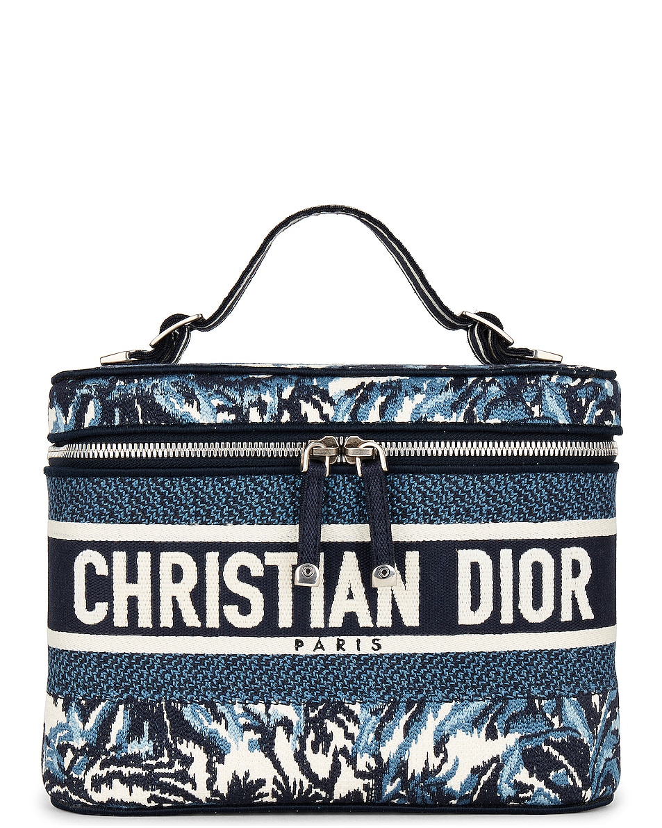 Image 1 of FWRD Renew Christian Dior Palms Canvas Vanity Bag in Blue
