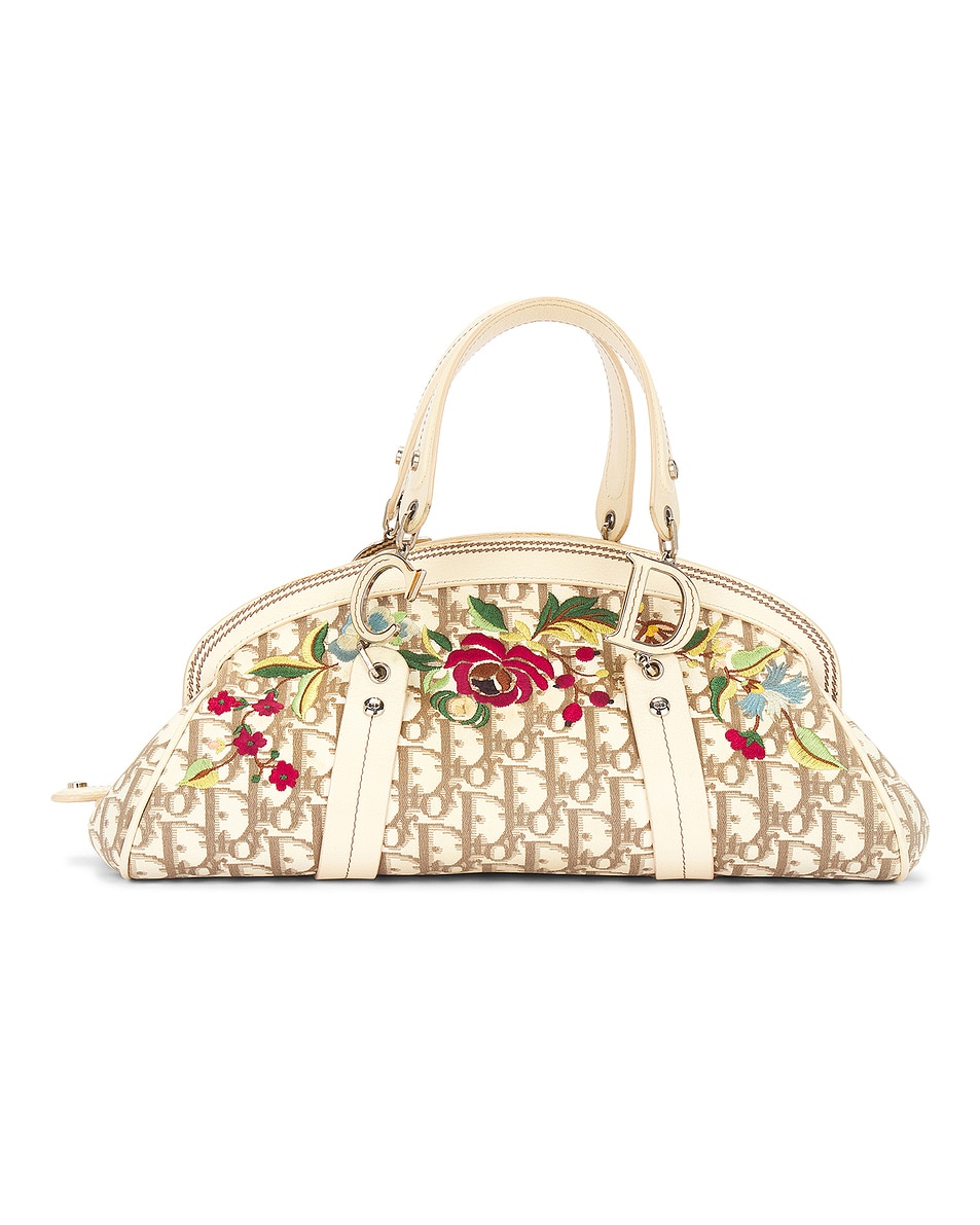 Image 1 of FWRD Renew Dior Floral Embroidered Diorissimo Bowling Bag in Multi