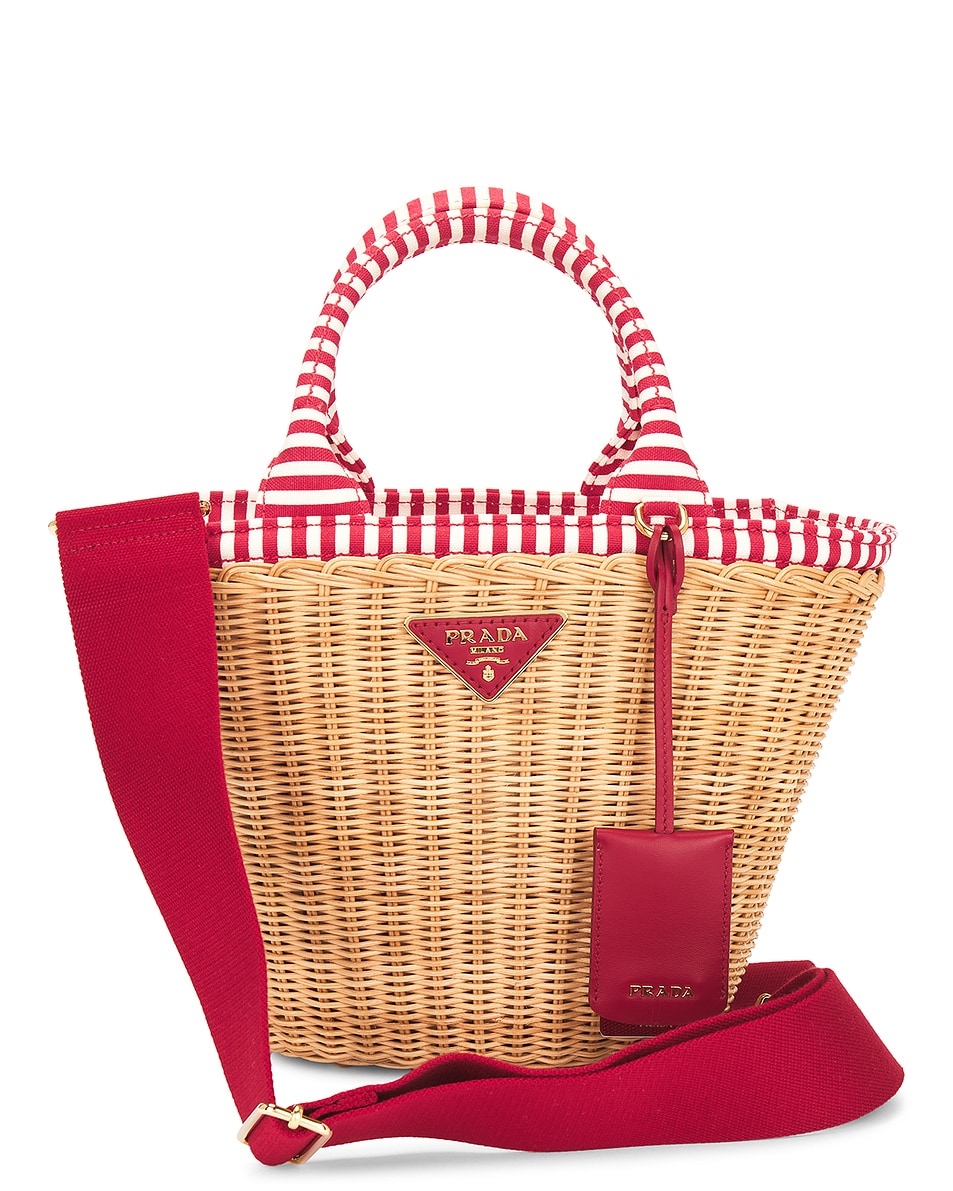 Image 1 of FWRD Renew Prada Wicker Basket Bag in Neutral