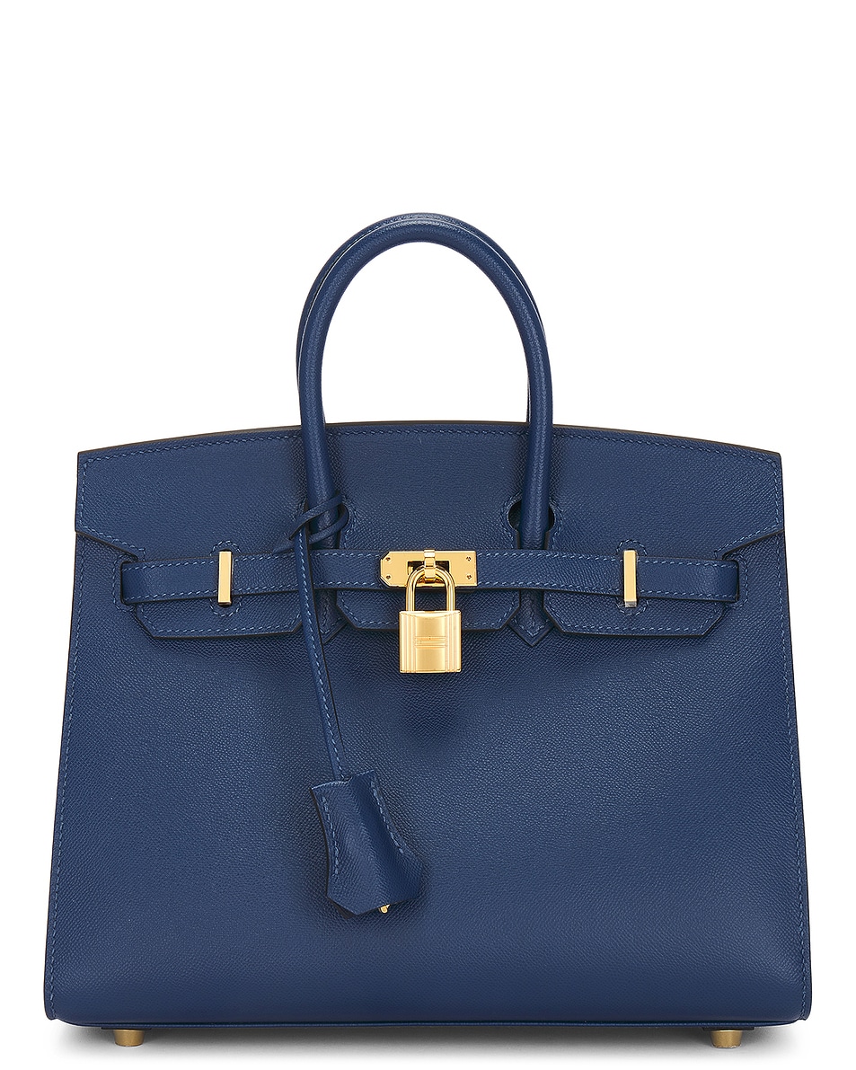 Image 1 of FWRD Renew Hermes Epsom Birkin Sellier 25 Handbag in Bleu Saphir