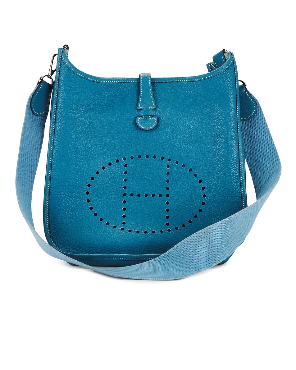 Image 1 of FWRD Renew Hermes Clemence Evelyne PM Shoulder Bag in Blue Jean