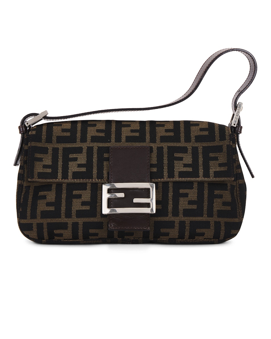 Image 1 of FWRD Renew Fendi Zucca Mama Baguette Shoulder Bag in Brown