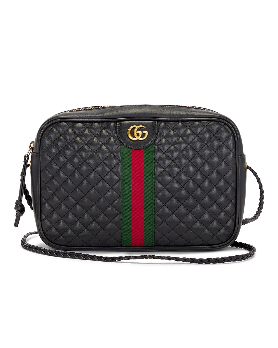 Image 1 of FWRD Renew Gucci Web Trapuntata GG Shoulder Bag in Black