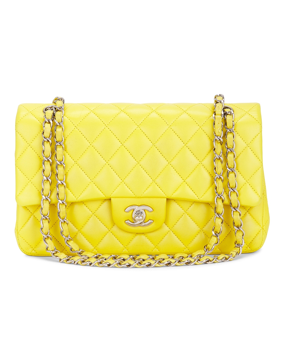 Image 1 of FWRD Renew Chanel Lambskin Classic Flap Bag in Yellow