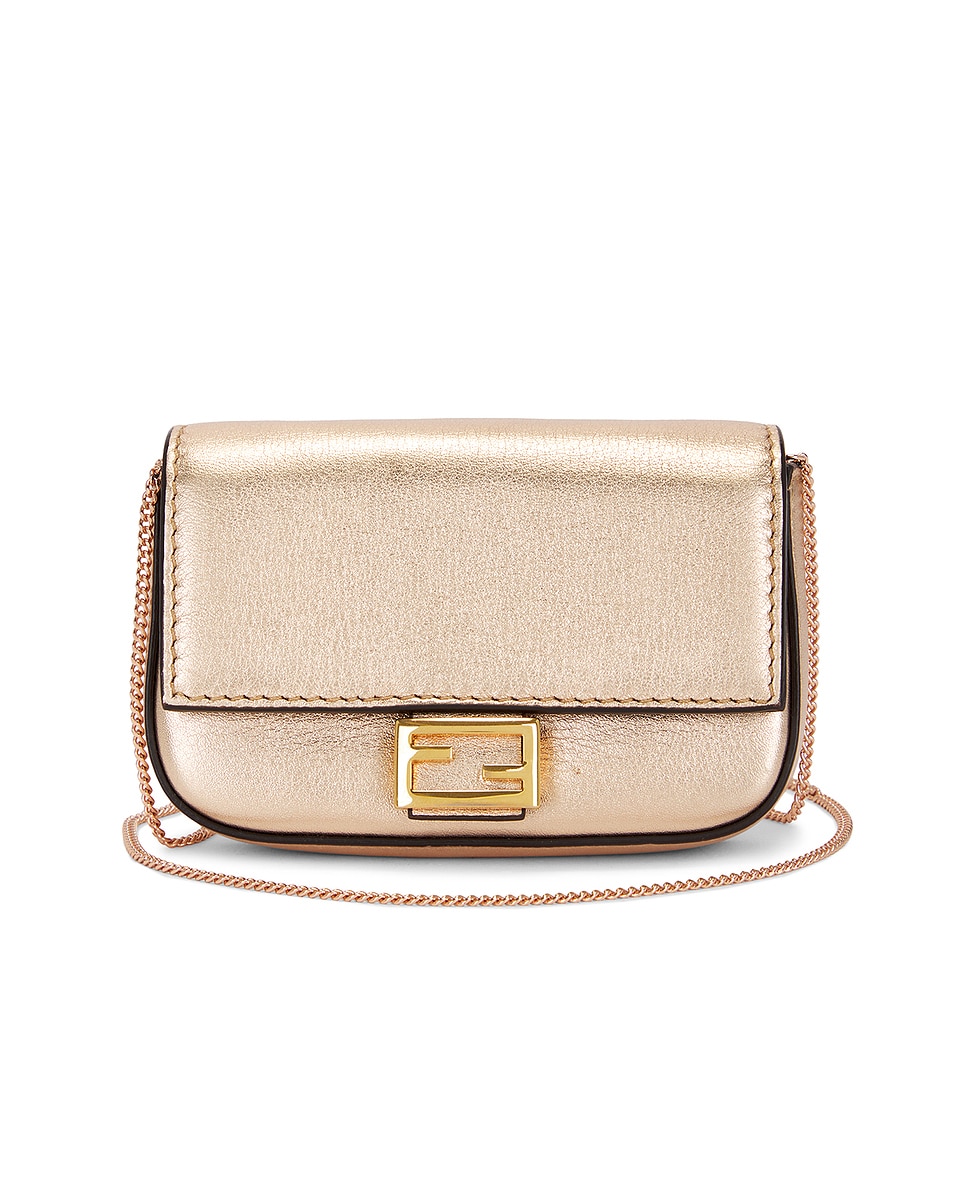 Image 1 of FWRD Renew Fendi Nano Baguette Charm Shoulder Bag in Rose Gold