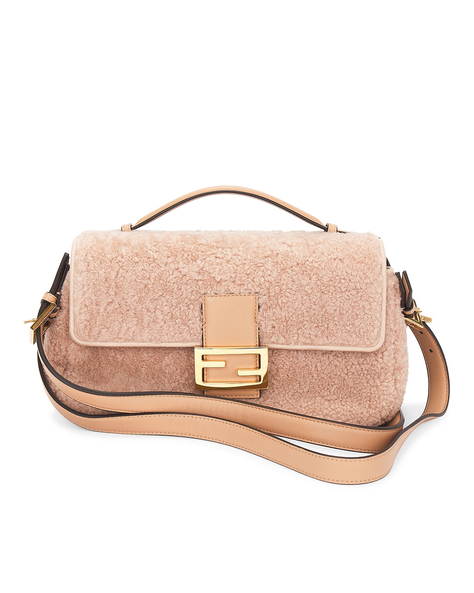 Image 1 of FWRD Renew Fendi Shearling Baguette Shoulder Bag in Pink