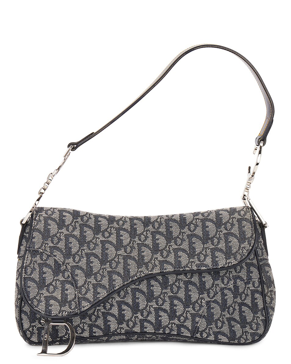 Image 1 of FWRD Renew Dior Trotter Double Saddle Bag in Navy