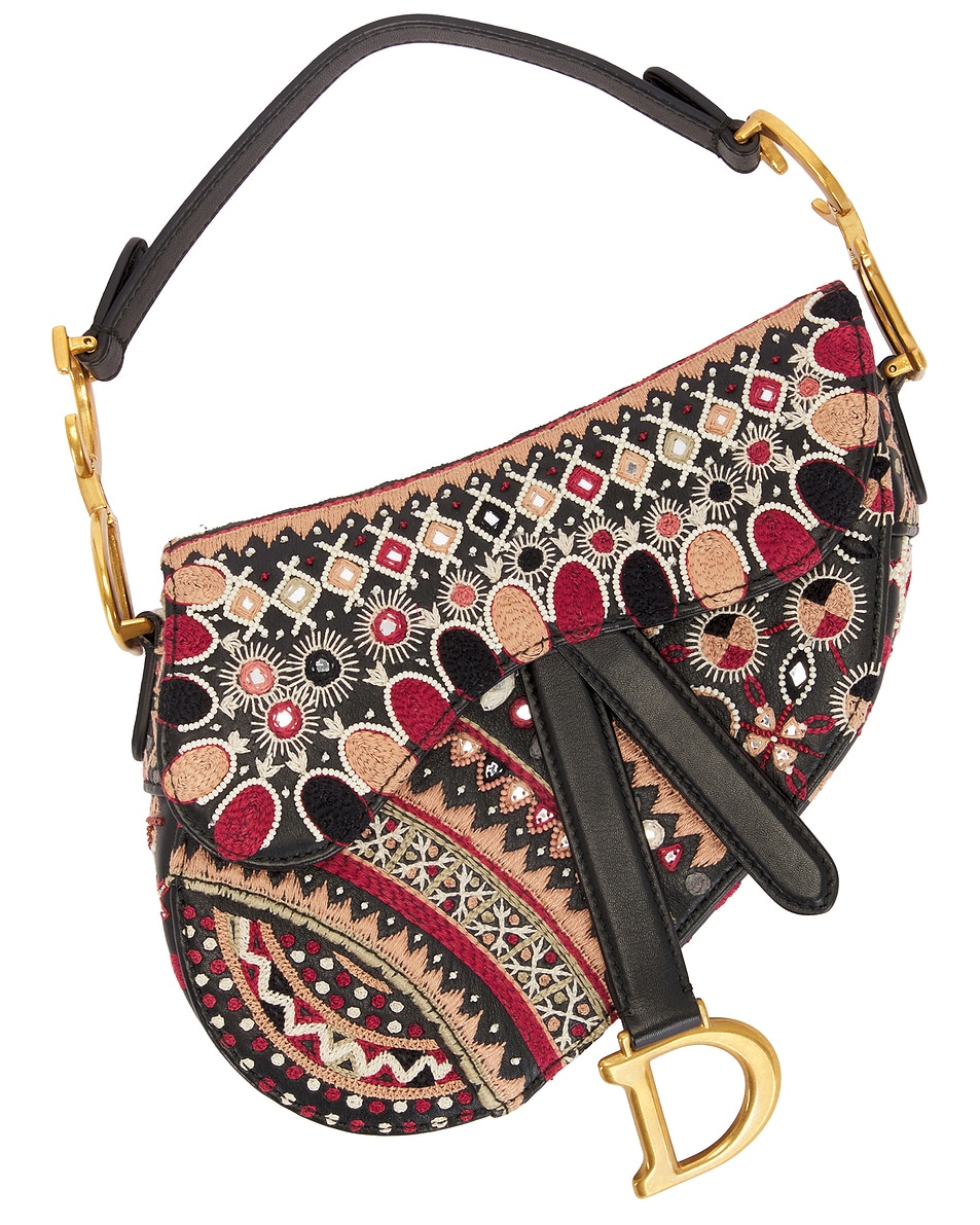 Image 1 of FWRD Renew Dior Embroidered Saddle Bag in Multi