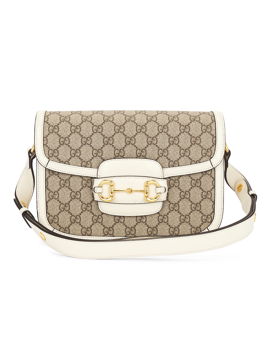 Image 1 of FWRD Renew Gucci Horsebit 1955 Shoulder Bag in Beige