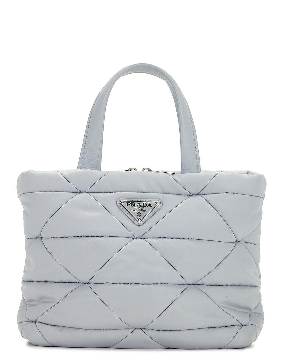 Image 1 of FWRD Renew Prada Tessuto Quilt Nylon & Leather 2 Way Shoulder Bag in Grey