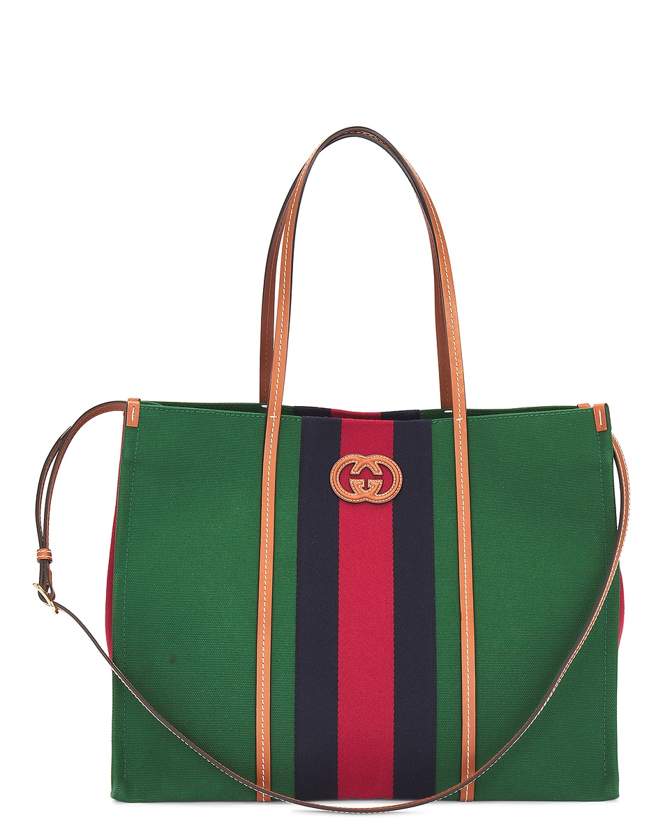 Image 1 of FWRD Renew Gucci Interlocking G Tote Bag in Green