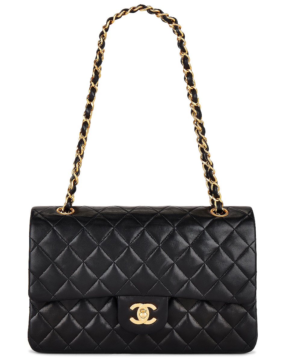 Image 1 of FWRD Renew Chanel Lambskin Flap Chain Shoulder Bag in Black