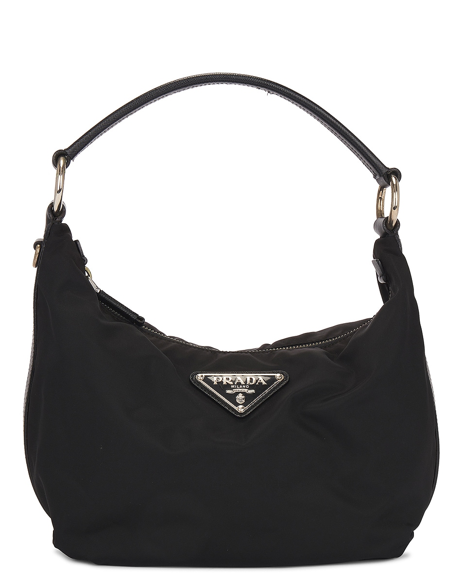 Image 1 of FWRD Renew Prada Tessuto Nylon Hobo Bag in Black