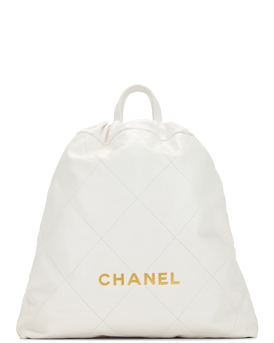 Image 1 of FWRD Renew Chanel 22 Calf Leather Backpack in White