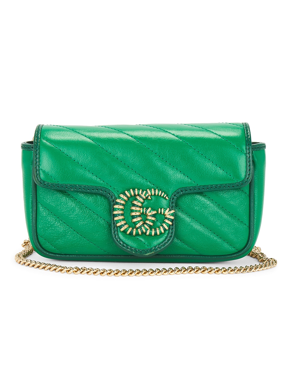 Image 1 of FWRD Renew Gucci GG Marmont Shoulder Bag in Green