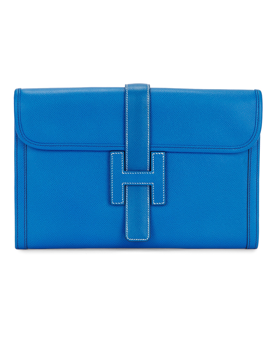 Image 1 of FWRD Renew Hermes 1998 Epsom Jige PM Clutch in Blue
