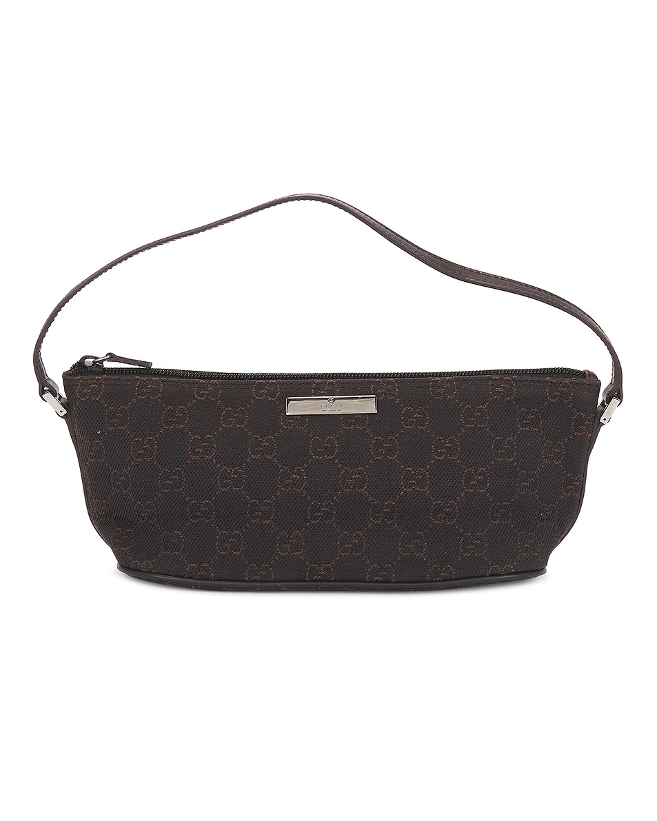 Image 1 of FWRD Renew Gucci GG Canvas Pouch Bag in Black