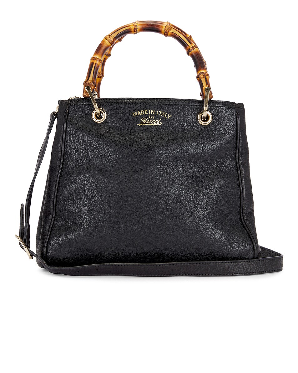 Image 1 of FWRD Renew Gucci Bamboo Shopper Tote Bag in Black