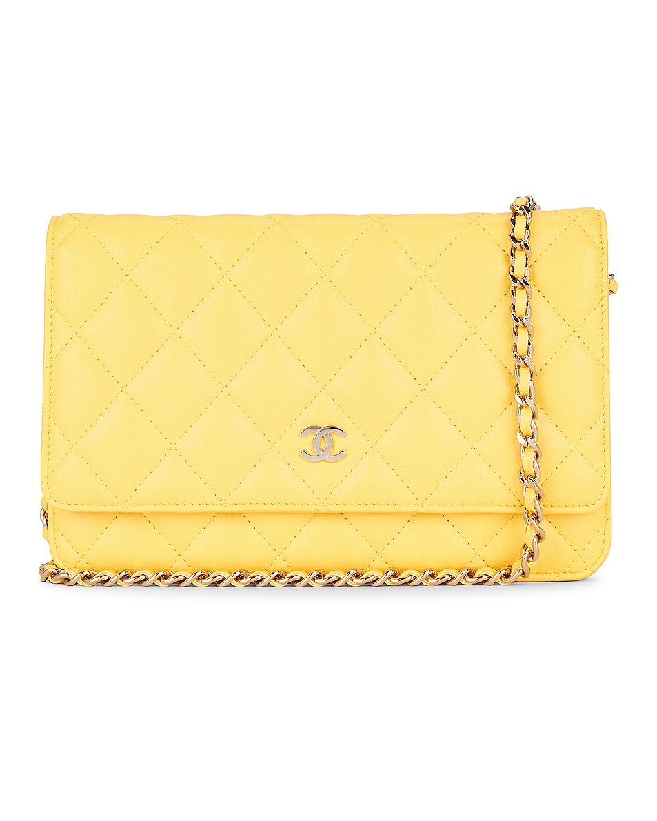 Image 1 of FWRD Renew Chanel Lambskin Wallet On Chain Bag in Yellow