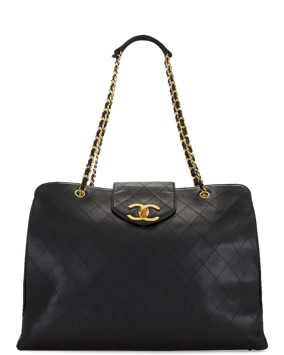 Image 1 of FWRD Renew Chanel Super Model Lambskin Chain Shoulder Bag in Black