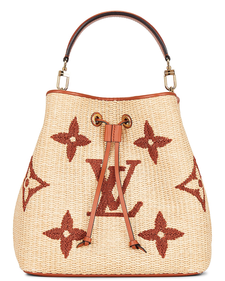 Image 1 of FWRD Renew Louis Vuitton Monogram Raffia Neo Bag in Tan & Brown